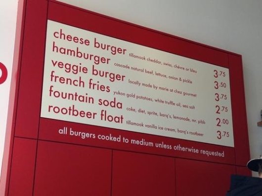 a burger menu